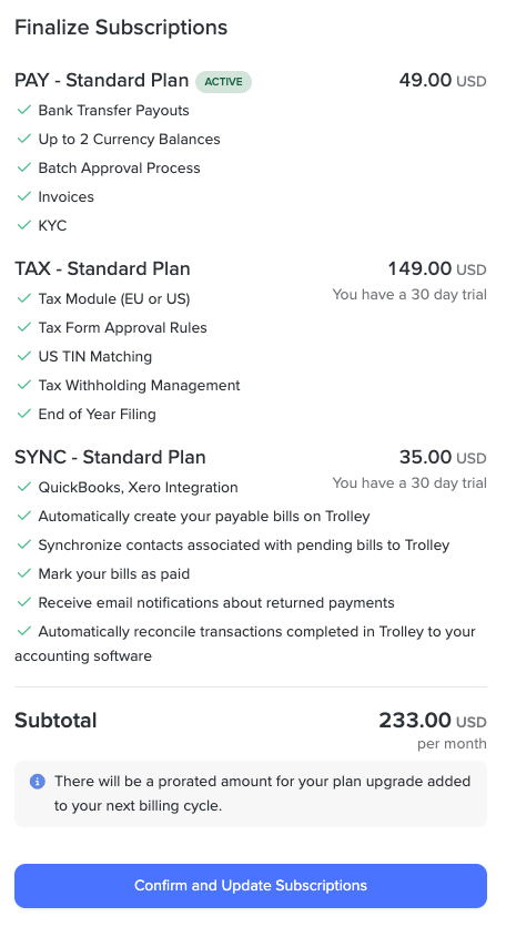 Managing your Subscription