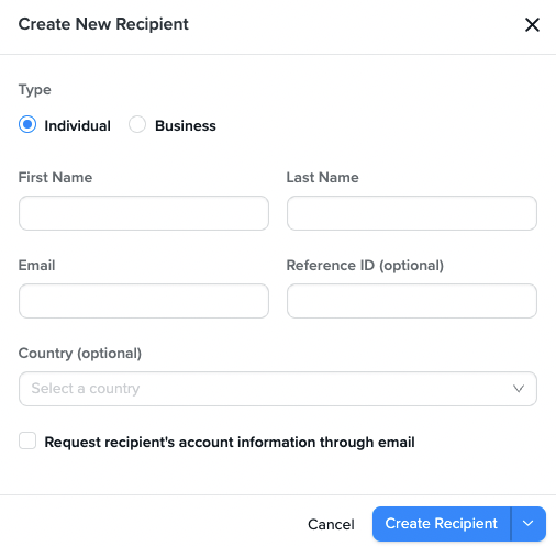 Adding a New Recipient