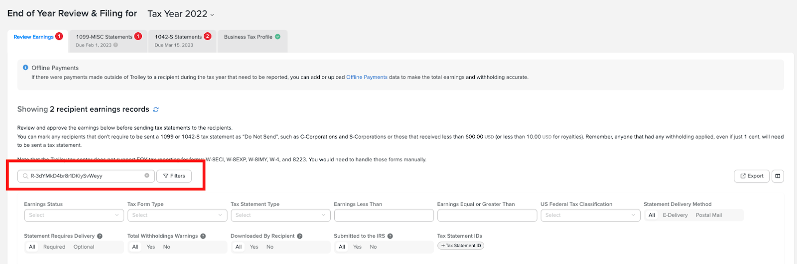 How to Update a 1099/1042 Statement